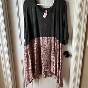 Curvy Brand Mixed Material Tunic